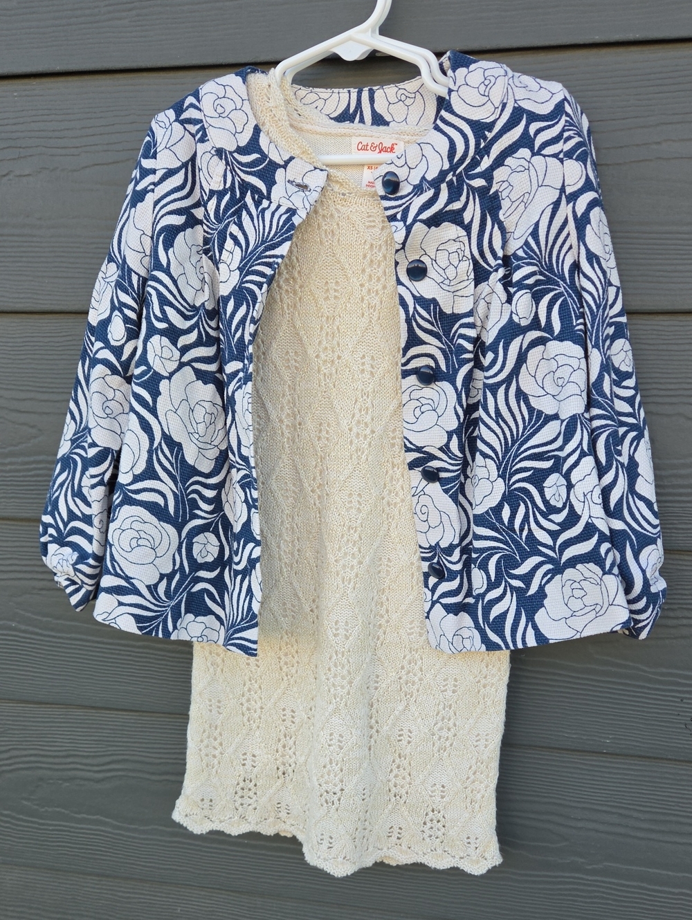 Janie & Jack/ Cat & Jack Navy and Cream Floral Girls Jacket